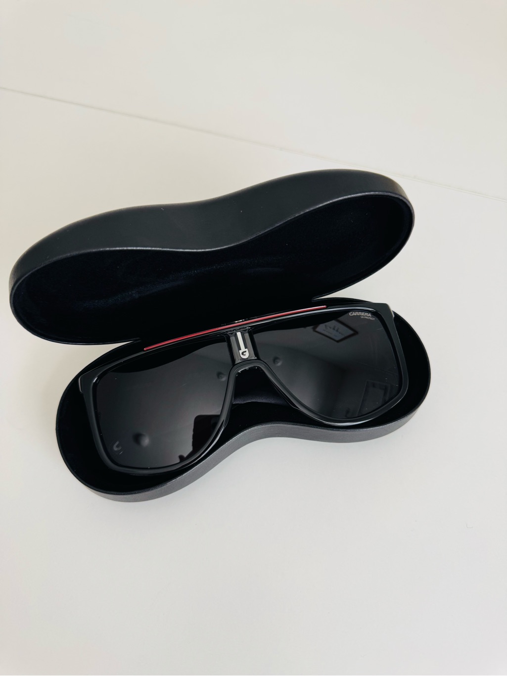 Carrera Black Sunglasses With Red Top Bar